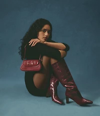 Sam Edelman Sylvia Croco Embossed Leather Tall Dress Boots