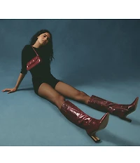 Sam Edelman Sylvia Croco Embossed Leather Tall Dress Boots