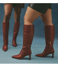 Sam Edelman Sylvia Croco Embossed Leather Tall Dress Boots