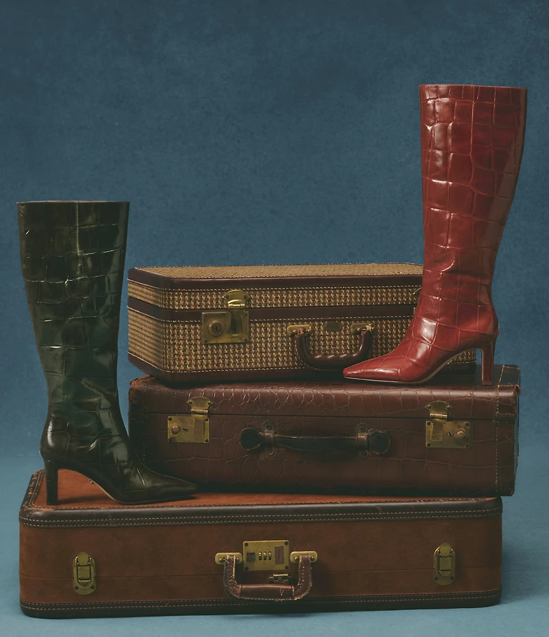 Sam Edelman Sylvia Croco Embossed Leather Tall Dress Boots