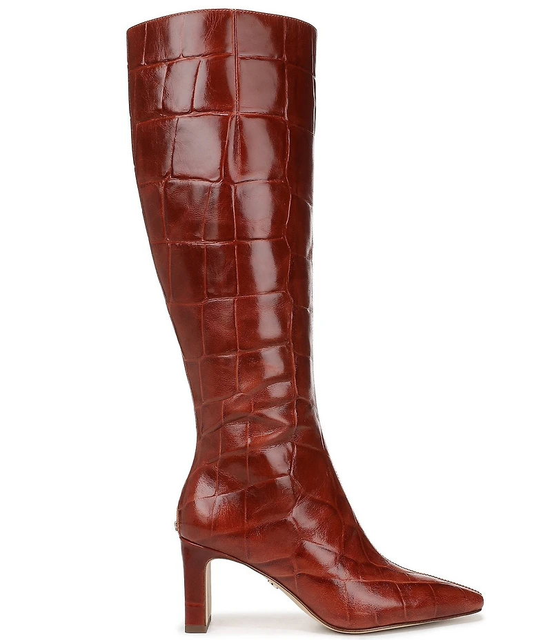 Sam Edelman Sylvia Croco Embossed Leather Tall Dress Boots