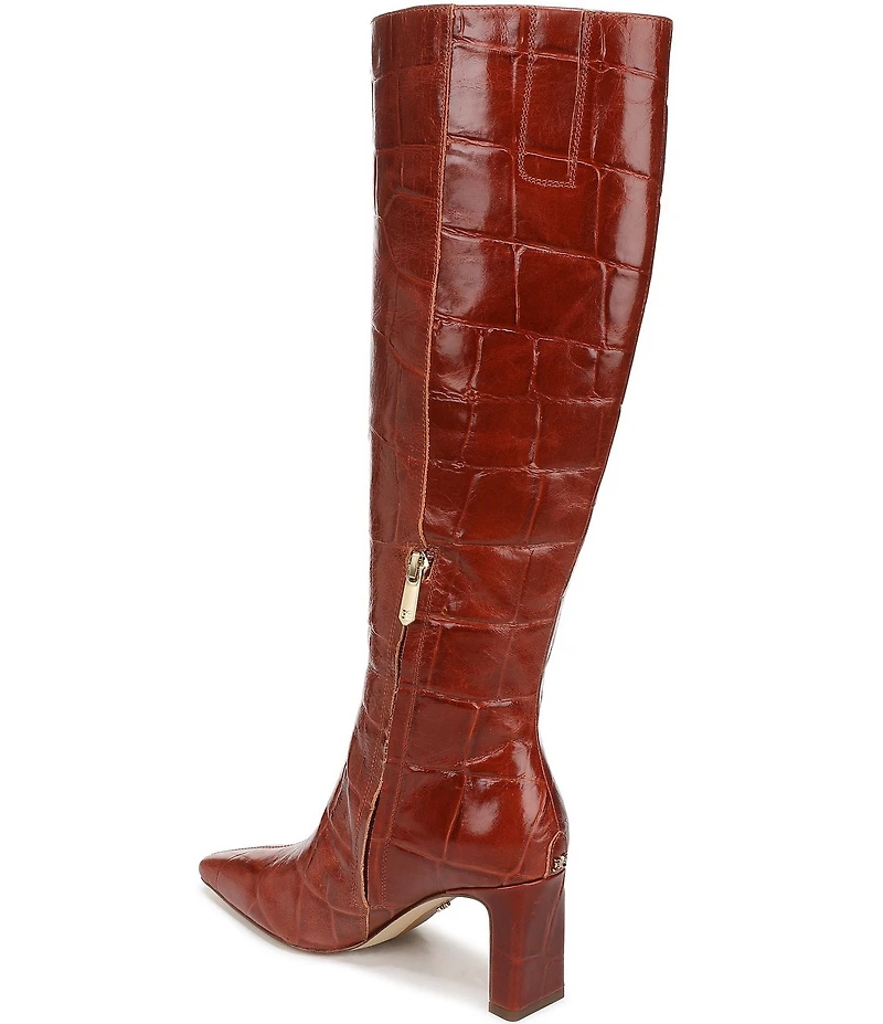 Sam Edelman Sylvia Croco Embossed Leather Tall Dress Boots