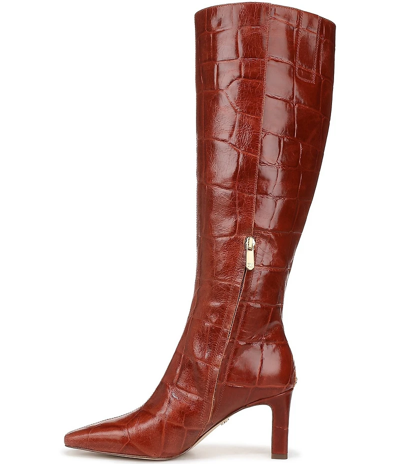 Sam Edelman Sylvia Croco Embossed Leather Tall Dress Boots