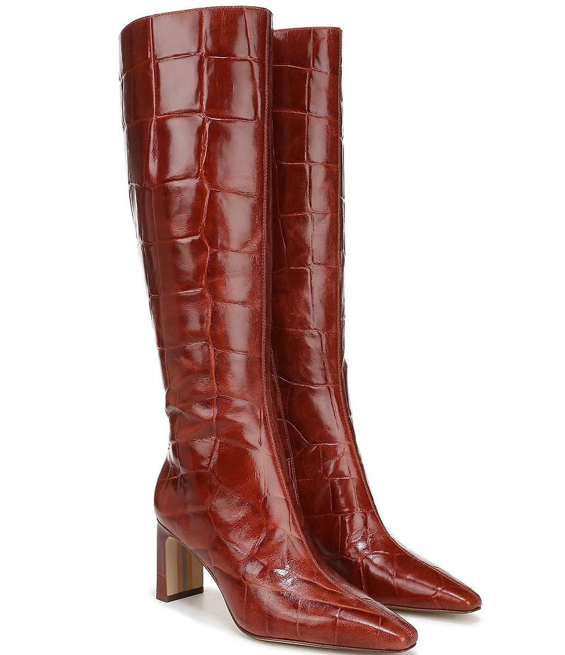 Sam Edelman Sylvia Croco Embossed Leather Tall Dress Boots