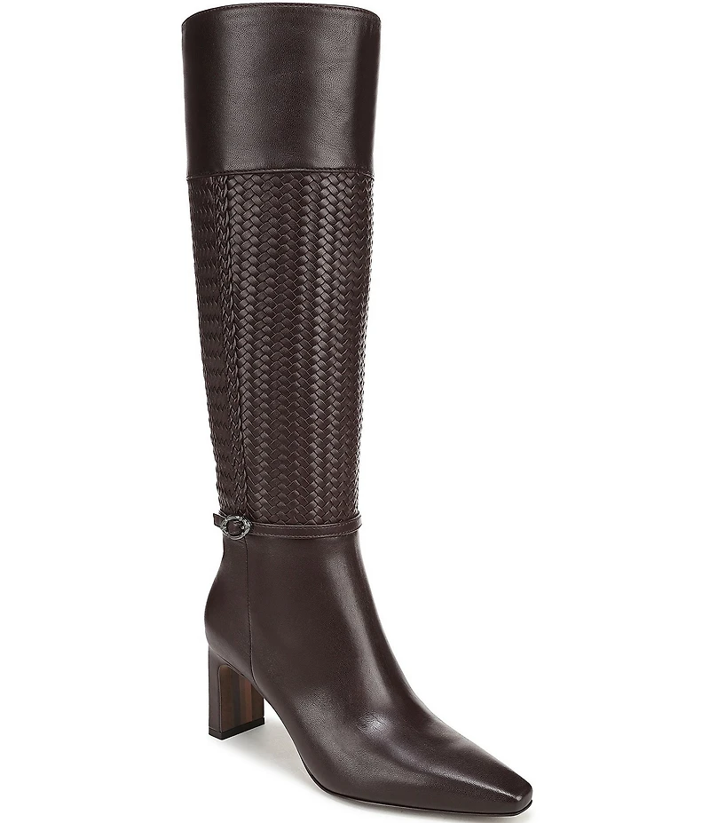 Sam Edelman Sylvia Leather Woven Snip Toe Tall Dress Boots