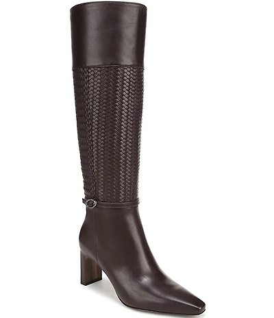Sam Edelman Sylvia Leather Woven Snip Toe Tall Dress Boots