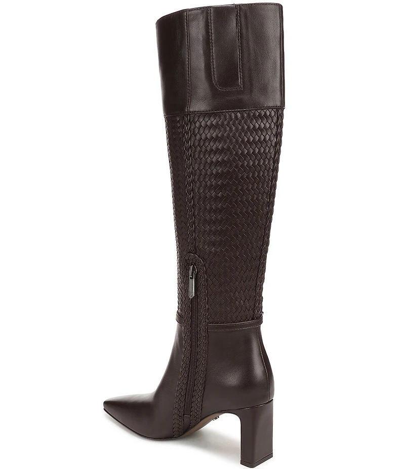Sam Edelman Sylvia Leather Woven Snip Toe Tall Dress Boots
