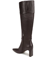 Sam Edelman Sylvia Leather Woven Snip Toe Tall Dress Boots