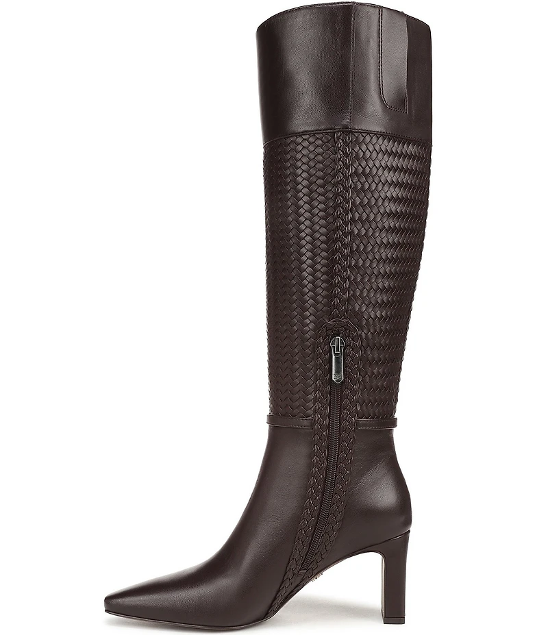Sam Edelman Sylvia Leather Woven Snip Toe Tall Dress Boots