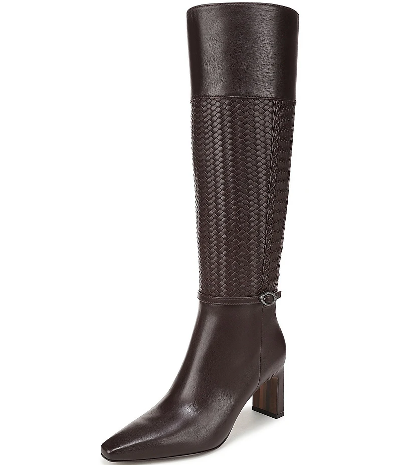 Sam Edelman Sylvia Leather Woven Snip Toe Tall Dress Boots