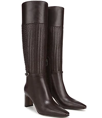 Sam Edelman Sylvia Leather Woven Snip Toe Tall Dress Boots