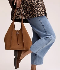 Sam Edelman Sylvia Medium Whipstitch Expandable Hobo Tote Bag