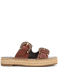 Sam Edelman Tabbey Leather Buckle Detail Espadrille Platform Slide Sandals