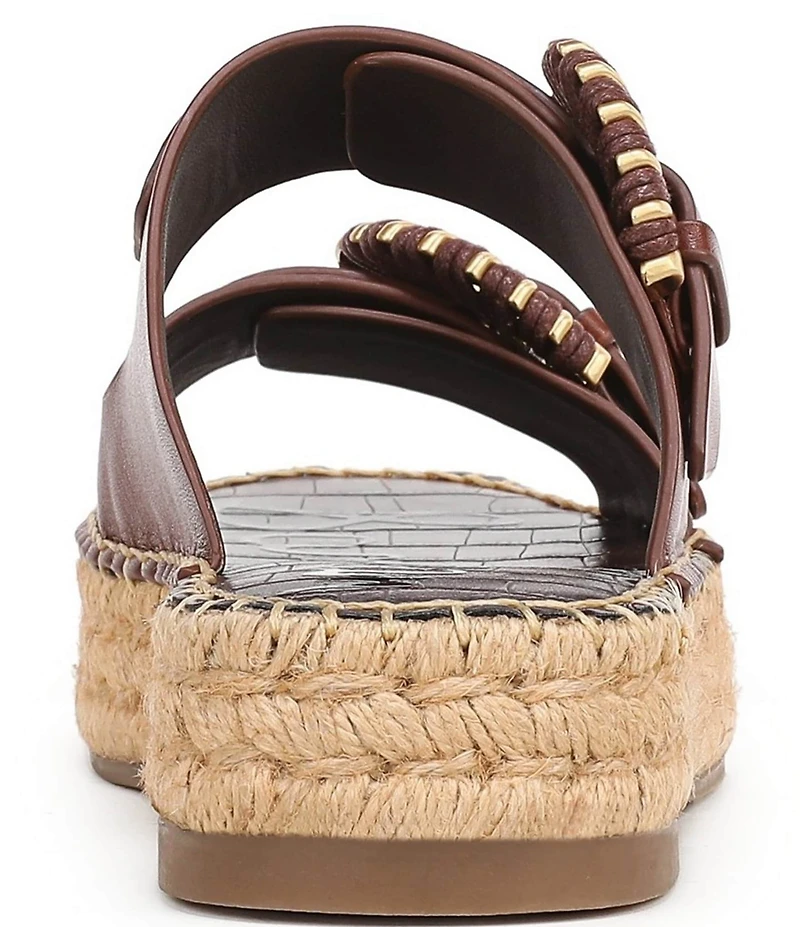 Sam Edelman Tabbey Leather Buckle Detail Espadrille Platform Slide Sandals