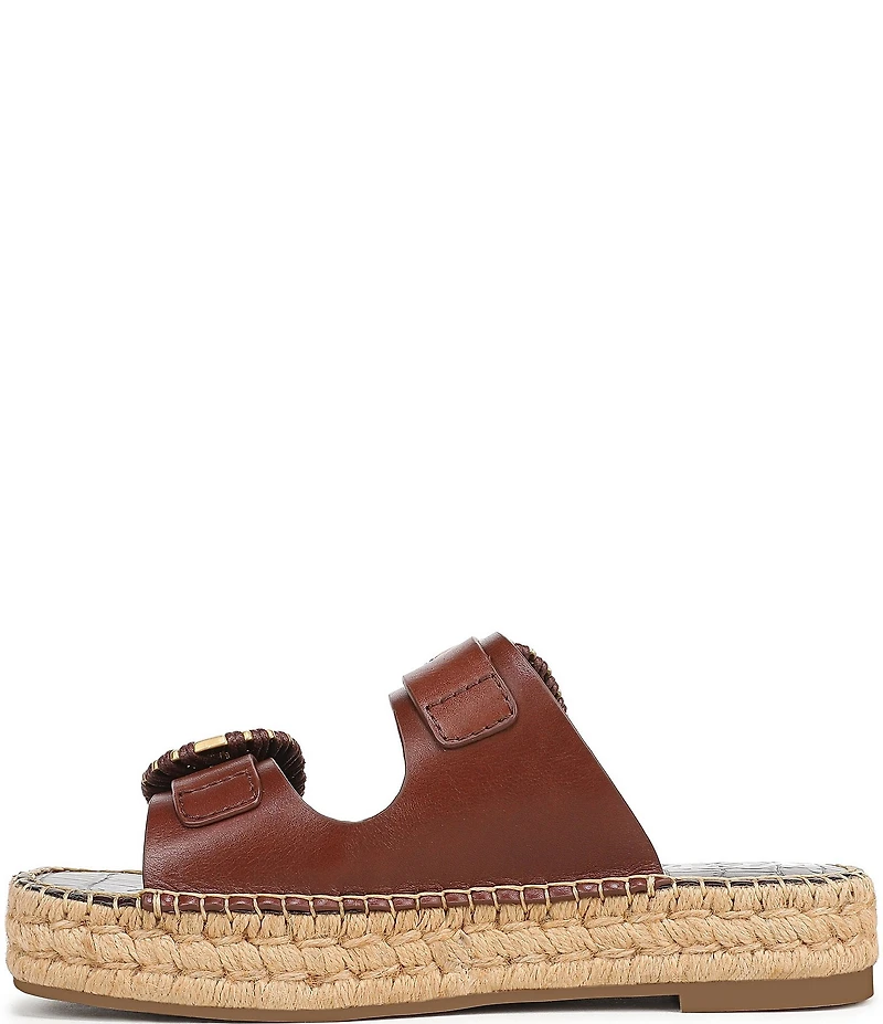 Sam Edelman Tabbey Leather Buckle Detail Espadrille Platform Slide Sandals