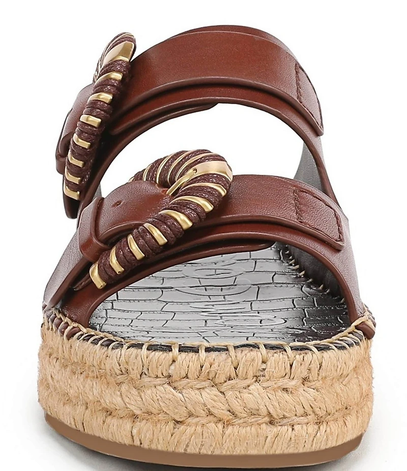 Sam Edelman Tabbey Leather Buckle Detail Espadrille Platform Slide Sandals