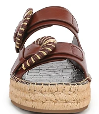 Sam Edelman Tabbey Leather Buckle Detail Espadrille Platform Slide Sandals