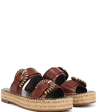 Sam Edelman Tabbey Leather Buckle Detail Espadrille Platform Slide Sandals