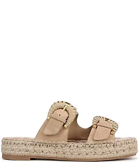 Sam Edelman Tabbey Suede Buckle Detail Espadrille Platform Slide Sandals