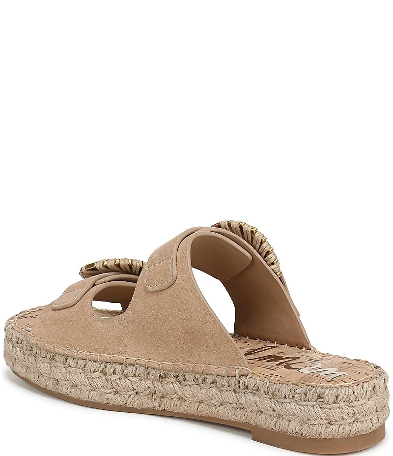 Sam Edelman Tabbey Suede Buckle Detail Espadrille Platform Slide Sandals
