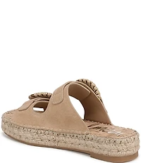 Sam Edelman Tabbey Suede Buckle Detail Espadrille Platform Slide Sandals