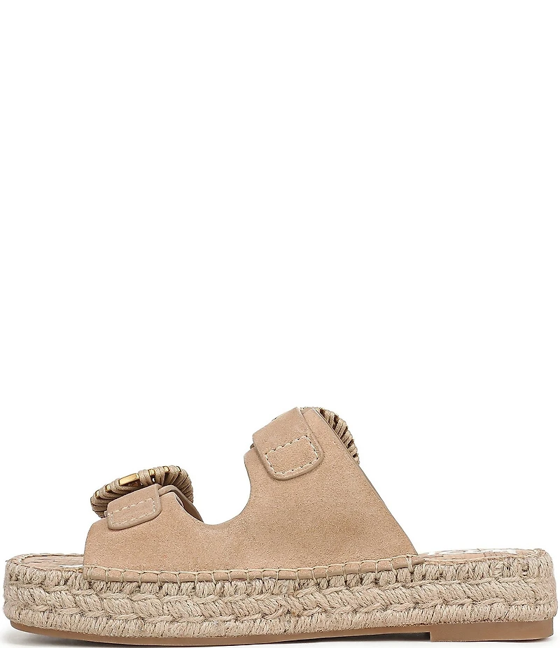 Sam Edelman Tabbey Suede Buckle Detail Espadrille Platform Slide Sandals