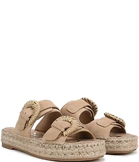 Sam Edelman Tabbey Suede Buckle Detail Espadrille Platform Slide Sandals