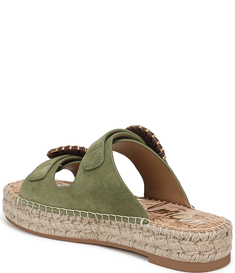 Sam Edelman Tabbey Suede Buckle Detail Espadrille Platform Slide Sandals