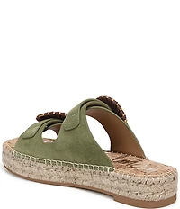 Sam Edelman Tabbey Suede Buckle Detail Espadrille Platform Slide Sandals
