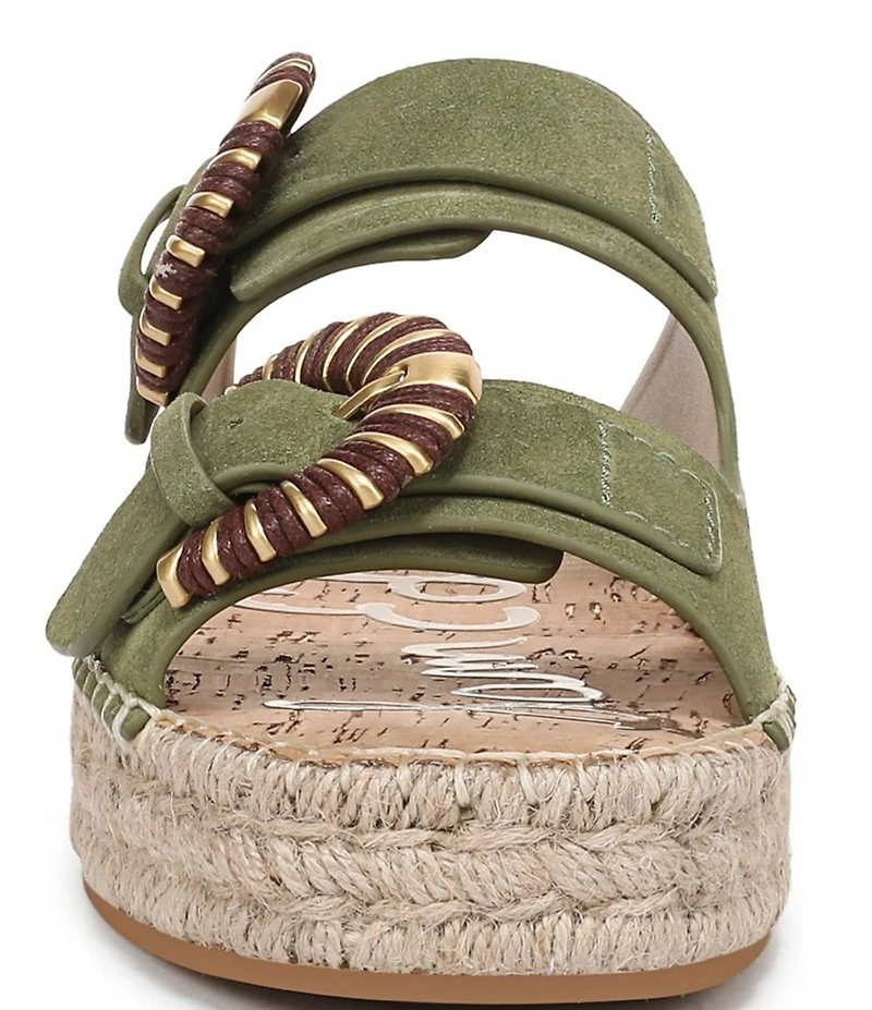 Sam Edelman Tabbey Suede Buckle Detail Espadrille Platform Slide Sandals