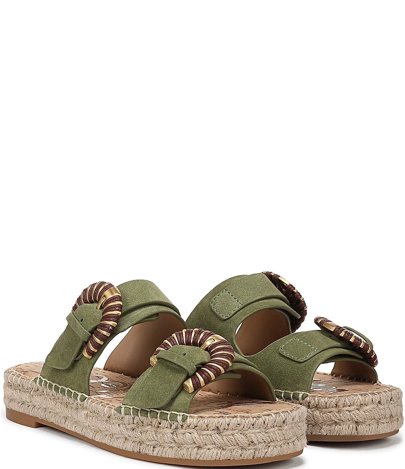 Sam Edelman Tabbey Suede Buckle Detail Espadrille Platform Slide Sandals