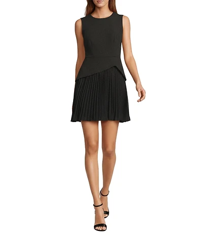 Sam Edelman Tailored Crepe Woven Chiffon Pleated Skirt Sheath Mini Dress