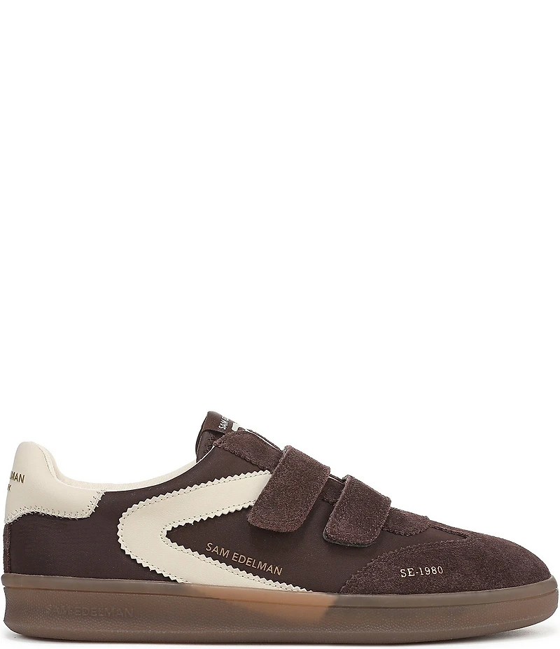Sam Edelman Talia Gum Sole Fabric and Suede Dual Strap Street Sneakers