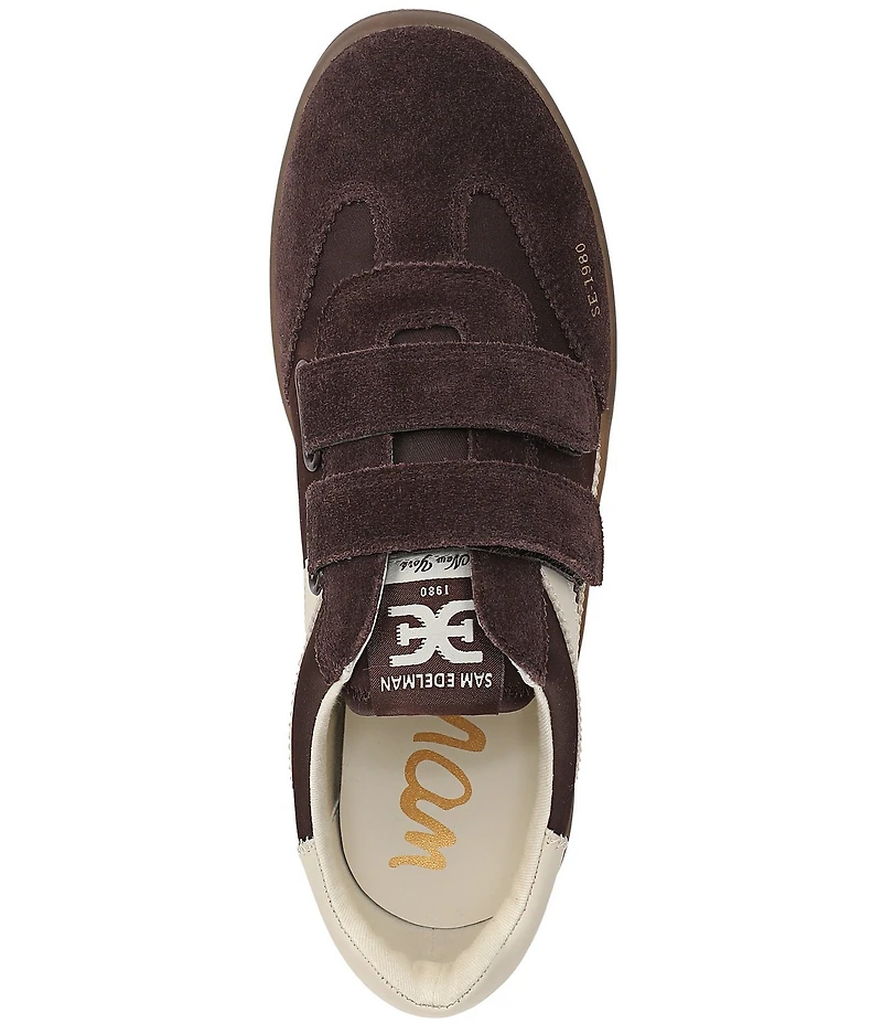 Sam Edelman Talia Gum Sole Fabric and Suede Dual Strap Street Sneakers