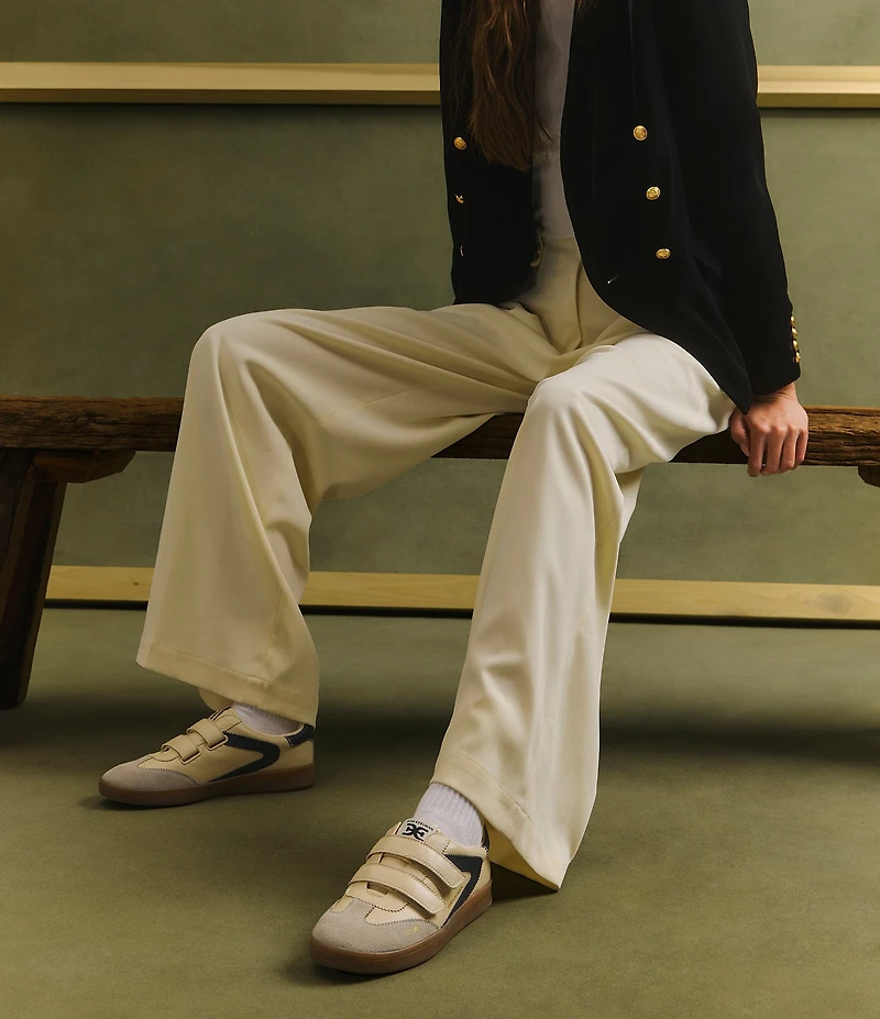 Sam Edelman Talia Leather Suede Street Retro Dual Strap Gum Sole Sneakers