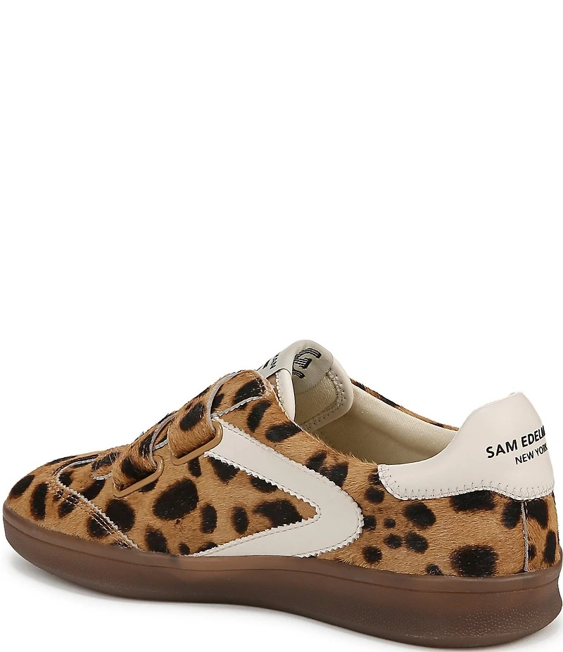 Sam Edelman Talia Gum Sole Leopard Print Calf Hair Dual Strap Street Sneakers
