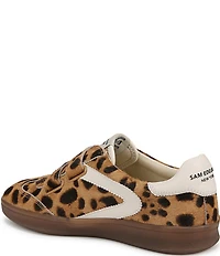 Sam Edelman Talia Gum Sole Leopard Print Calf Hair Dual Strap Street Sneakers