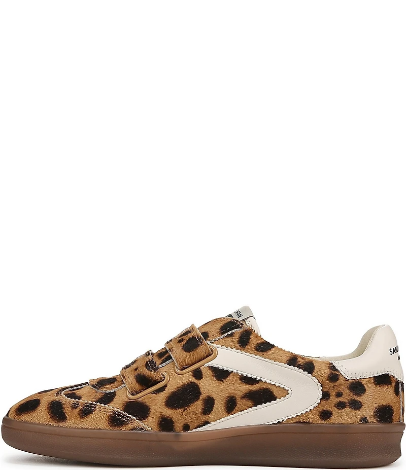 Sam Edelman Talia Gum Sole Leopard Print Calf Hair Dual Strap Street Sneakers