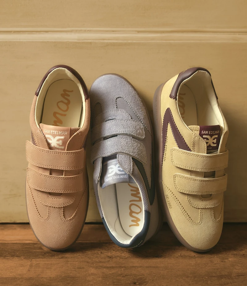 Sam Edelman Talia Gum Sole Suede Dual Strap Street Sneakers