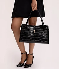 Sam Edelman Taylin Box Crocodile Embossed Tote Bag