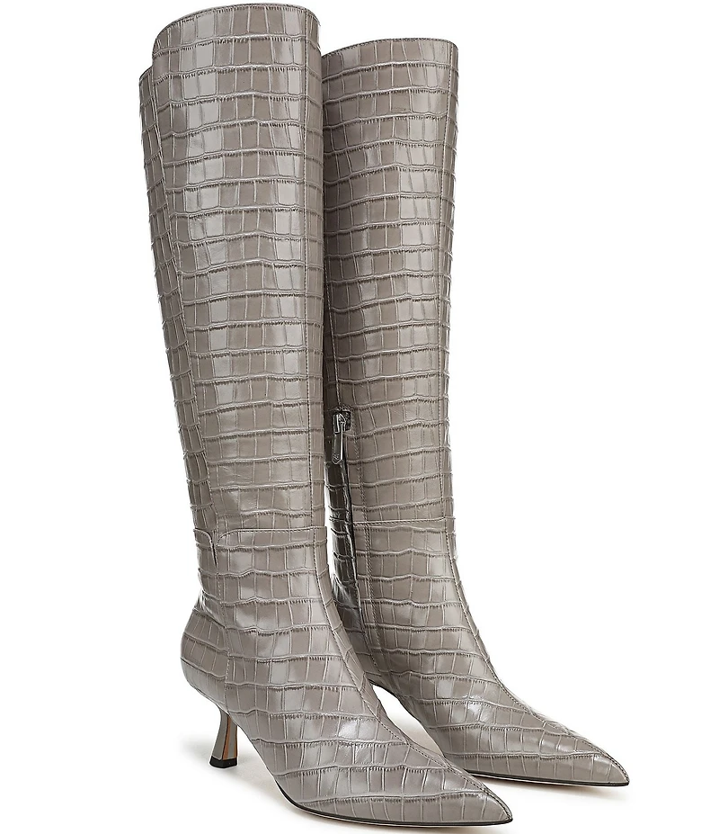 Sam Edelman Taylin Croco Embossed Leather Tall Dress Boots