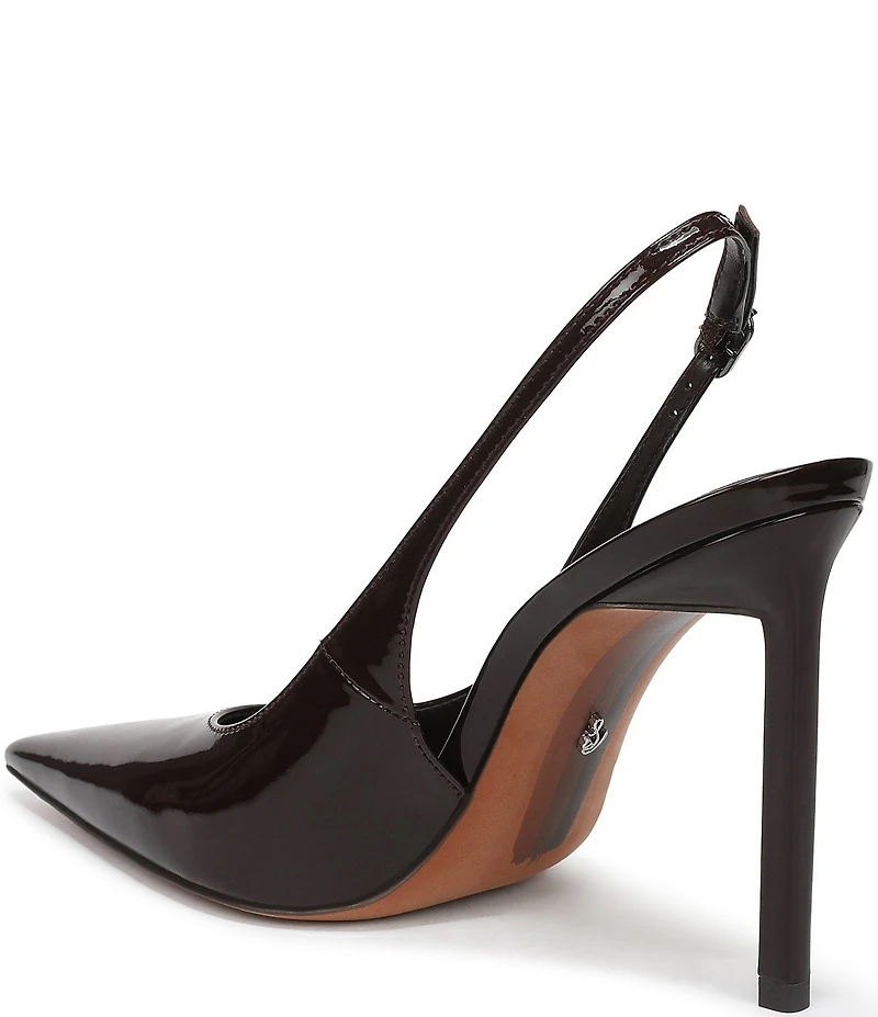 Sam Edelman Tegan Patent Leather Pointed Toe Slingback Stiletto Pumps