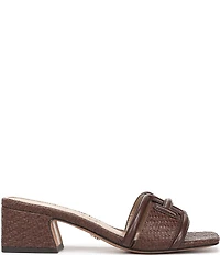 Sam Edelman Waylon Leather and Raffia Double E Logo Slide Sandals