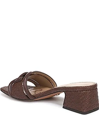Sam Edelman Waylon Leather and Raffia Double E Logo Slide Sandals
