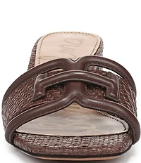 Sam Edelman Waylon Leather and Raffia Double E Logo Slide Sandals