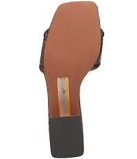 Sam Edelman Waylon Leather and Raffia Double E Logo Slide Sandals