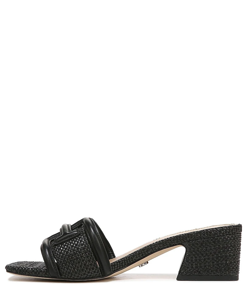 Sam Edelman Waylon Leather and Raffia Double E Logo Slide Sandals