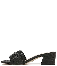 Sam Edelman Waylon Leather and Raffia Double E Logo Slide Sandals