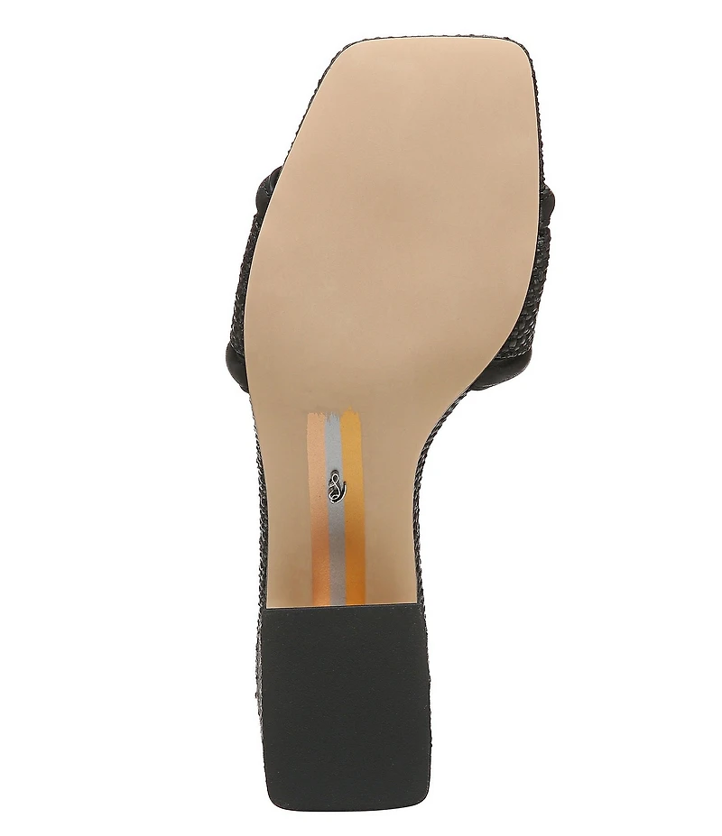 Sam Edelman Waylon Leather and Raffia Double E Logo Slide Sandals