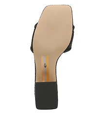 Sam Edelman Waylon Leather and Raffia Double E Logo Slide Sandals